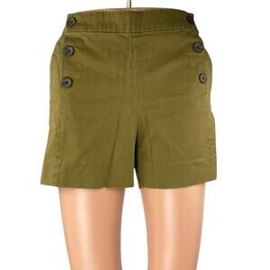 Banana Republic Women's Green Mid Rise Button Fly Mini Khaki Chino Shorts Size 2